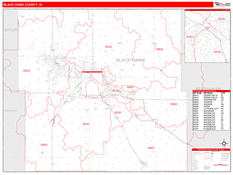 Black Hawk County, IA Digital Map Red Line Style